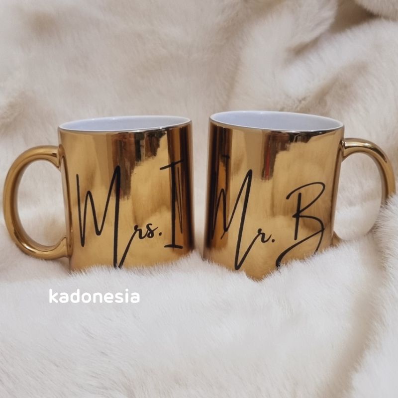 Mug Custom Gold Rose Silver / Gelas Custom Premium