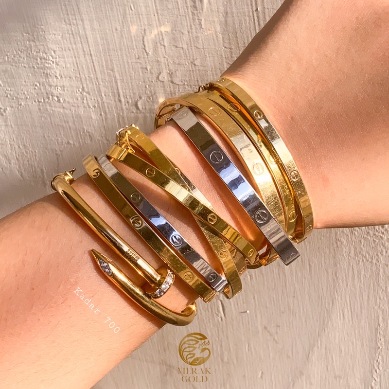 Gelang Cartir Emas Bangle Tebal Tipis Emas kadar 700 Emas Tua