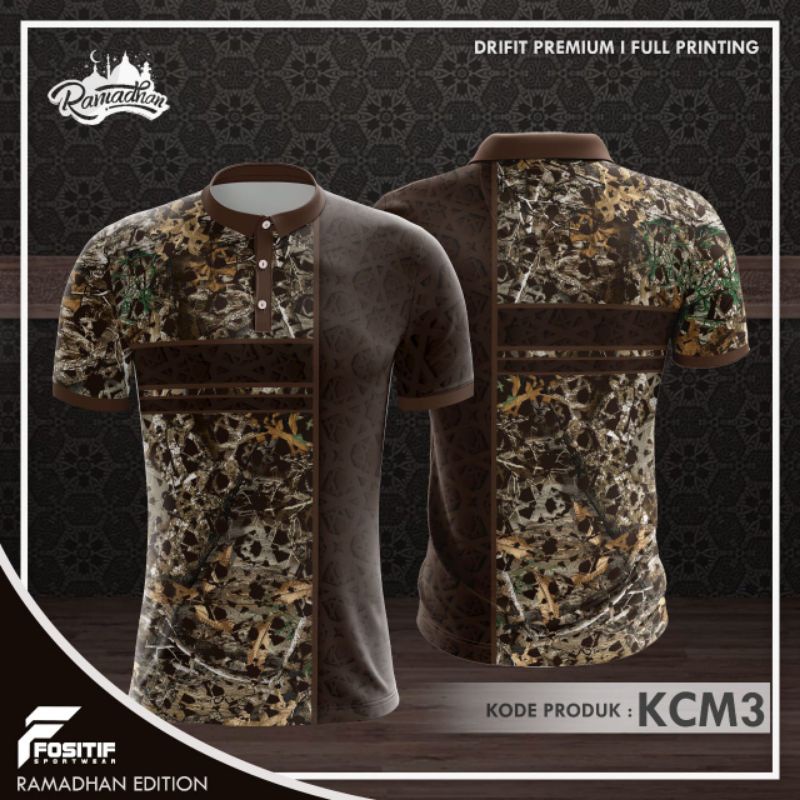 Baju Koko Pra Lengan Pendek Kombinasi Camo