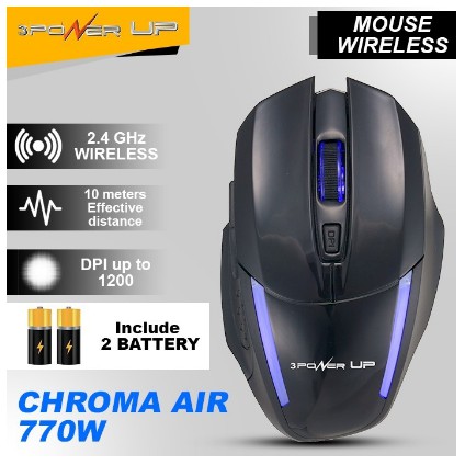 Mouse Wireless 3 Power Up Chroma 770W Silent Click Optical 1200DPI - H