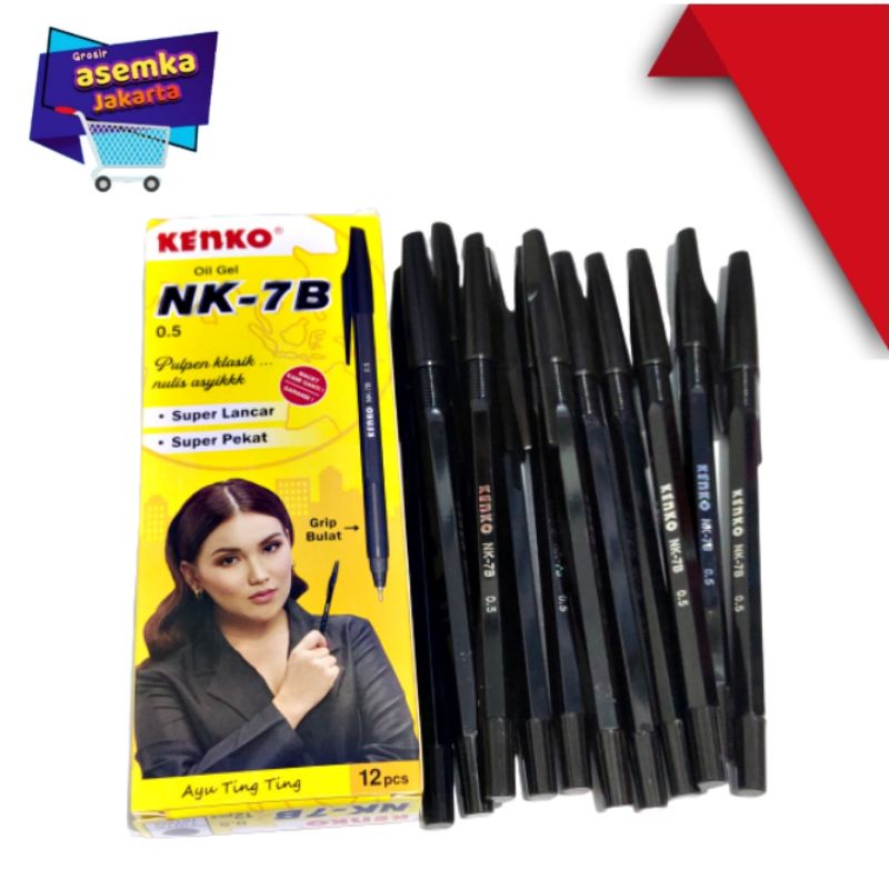 Bolpen KENKO Pulpen NK-7B Oil Gel Grosir 12pcs