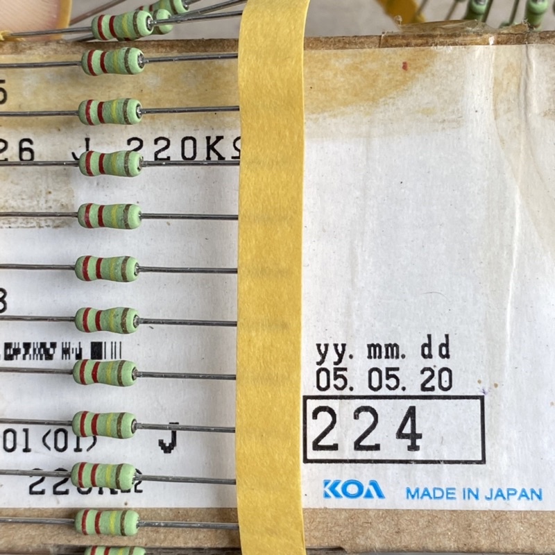 resistor 220K 1/2watt KOA hijau original japan bodi kecil