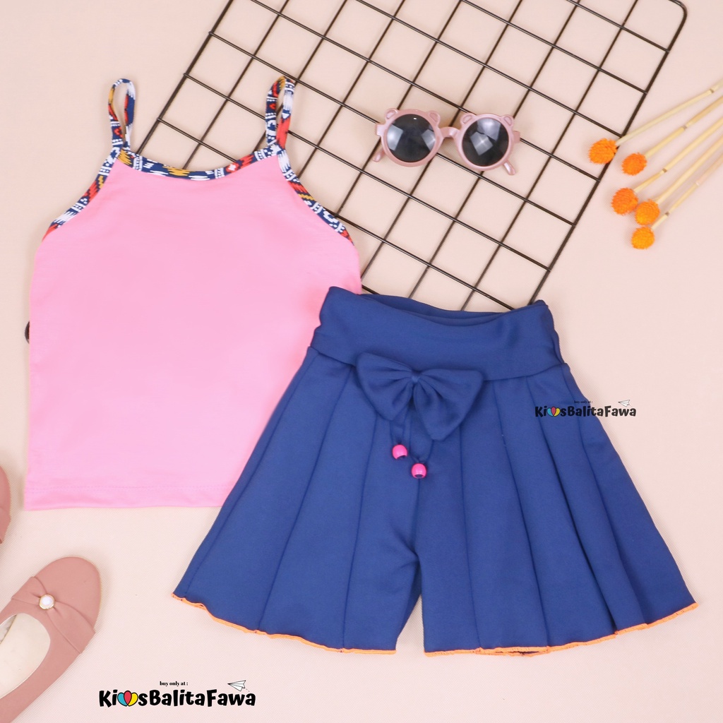 Setelan Mixed Pop uk 1-2 Tahun / Atasan Anak Perempuan Tanktop Rok Celana Polos Set Baju Kensi Cewek