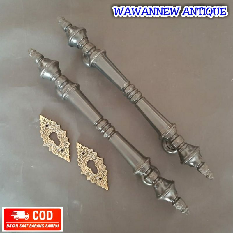 Handle Pintu / Gagang Pintu Rumah Pagar Kuningan Murah Motif Ukir 48cm