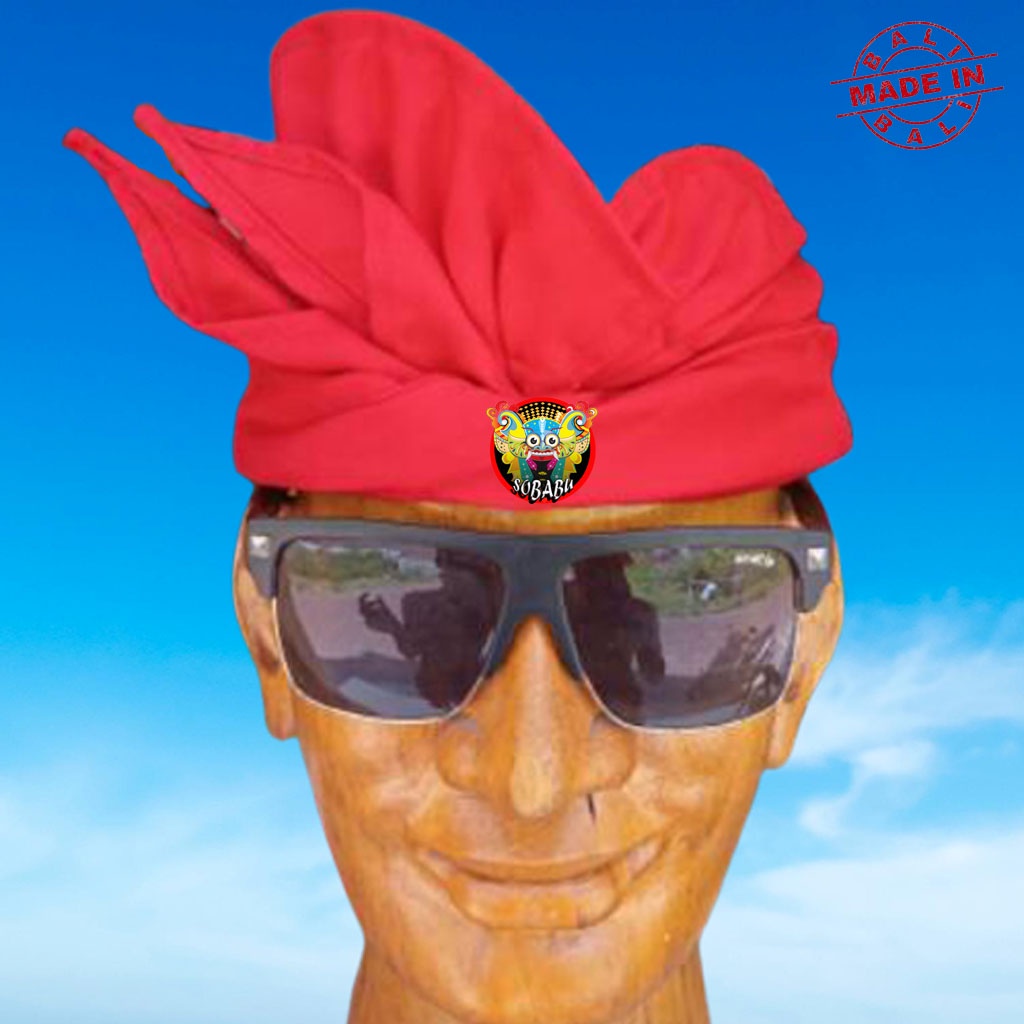 Udeng Bali Polos Merah Setengah Jadi - Ikat Kepala Pria Udeng Bali - Belangkon Bali