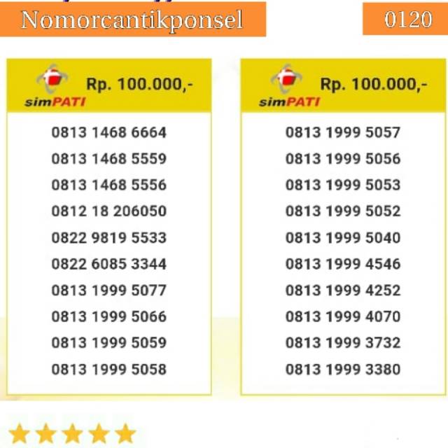Nomor cantik simpati 0813 0822 seri triple 666 aabb 5533 triple 999 rapi#0120