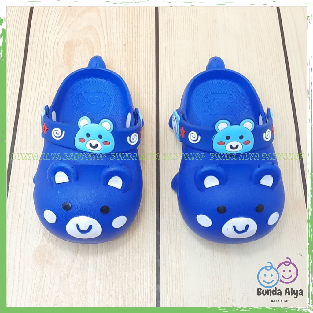 Sendal Anak Laki Laki IMPORT Usia 10 Bulan 1 2 3 4 Tahun BIRU BEAR Karet Elastis - Sepatu Sandal Anak Cowok Motif Karakter Lucu Model Kekinian Anti Slip Size 18-23
