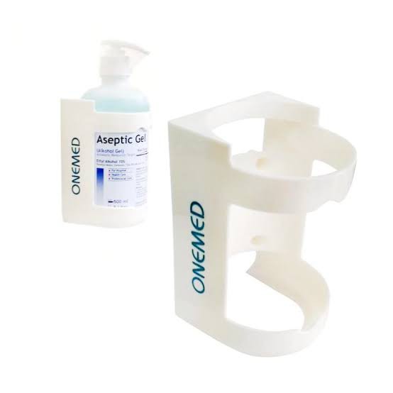 TEMPAT GANTUNGAN ANTISEPTIC GEL HAND SANITIZER DITEMPEL DI DINDING . BRACKET ABS ONEMED