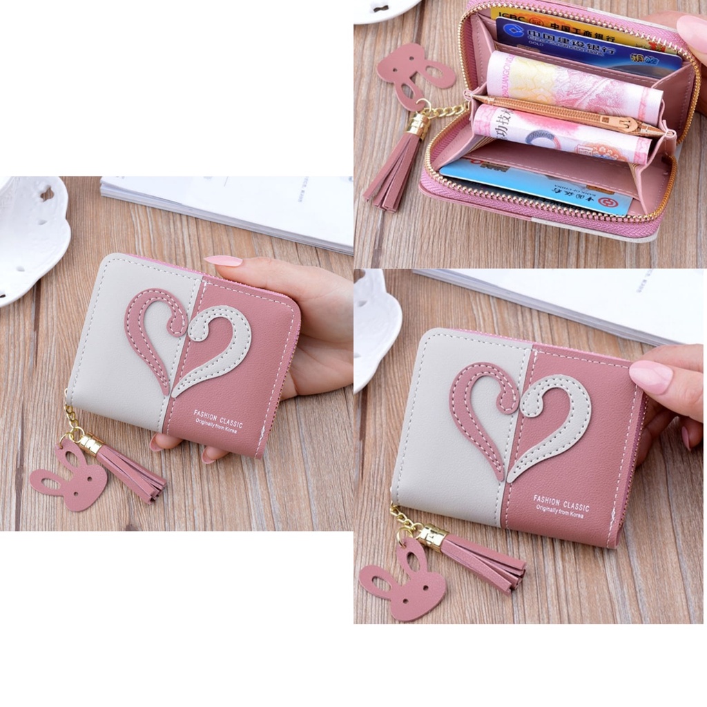 DOMPET LIPAT KECIL WANITA IMPORT KULIT PINK FRAENE WA495P3 KOREA MINI SLOT KARTU UANG RESLETING FRAENE WA495P3 KOIN PENDEK PREMIUM BATAM BRANDED REMAJA KEKINIAN SIMPLE MURAH LUCU TIPIS