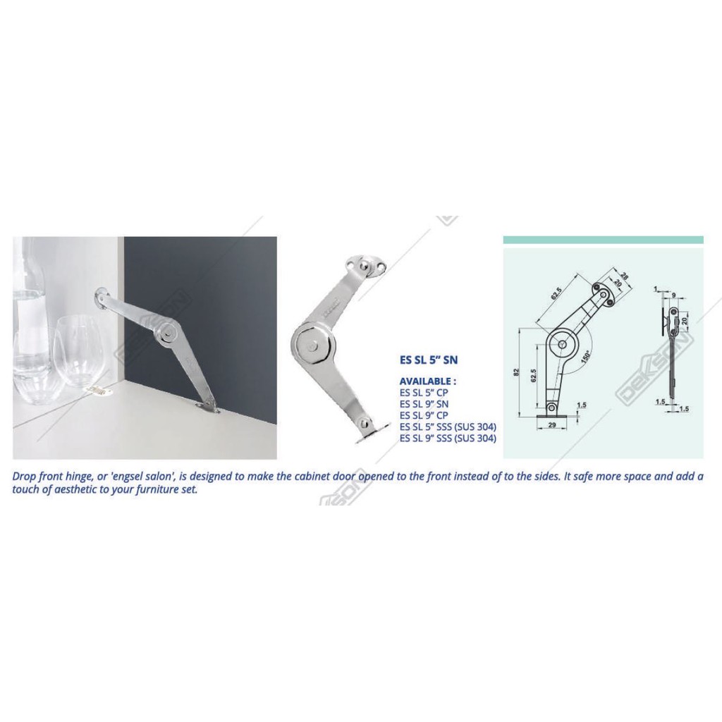 HINGE DEKKSON SUS 304 ES SL 5" SSS Engsel Salon 5 Inch Stainless