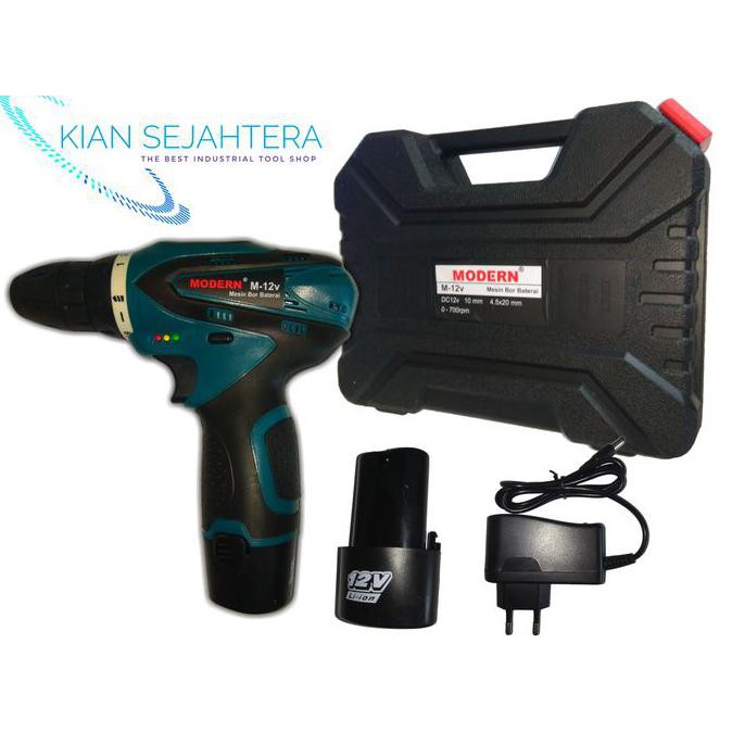 mesin bor cordless 12V modern, mesin bor charger