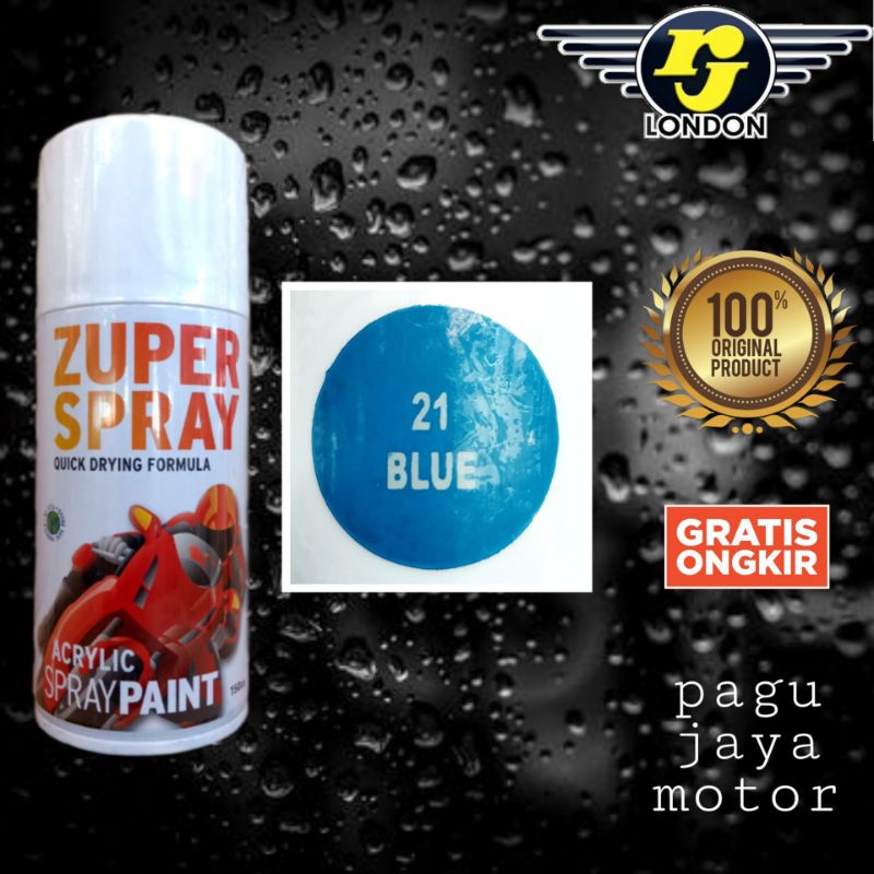 pilok pilox blue biru 150cc zuper spray cat semprot spray paint untuk motor mobil sepeda velg helm kayu besi plastik rj london