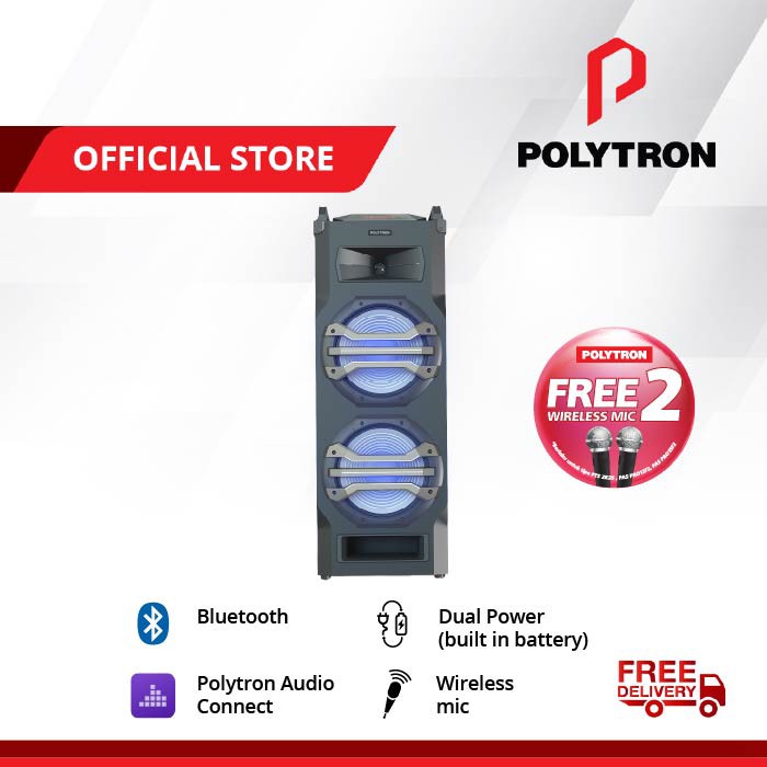 Speaker Portabel Meeting Bluetooth Polytron PTS 2k25 Free Mic Wireless 2pcs NO RADIO