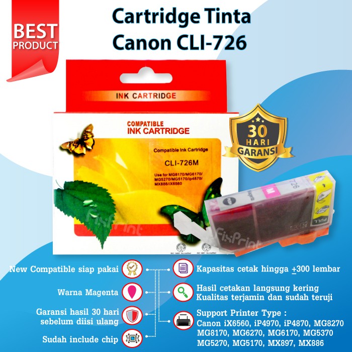 Cartridge Tinta Canon PGI 725 Black CLI 726 Color PGBK CLI 726 Printer iX6560 iP4870 MG5170 MX886