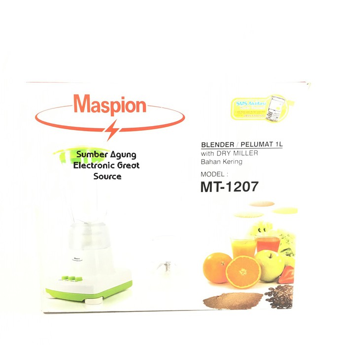 Blender Maspion 1L MT1207 Maspion 1207 untuk Jus Dan Bahan Kering Baha