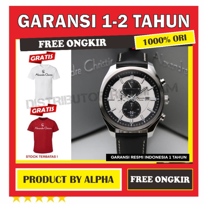 JAM TANGAN ORIGINAL ALEXANDRE CHRISTIE AC6550MC AC 6550 AC6550 SILVER BLACK GARANSI RESMI ORI PRIA C