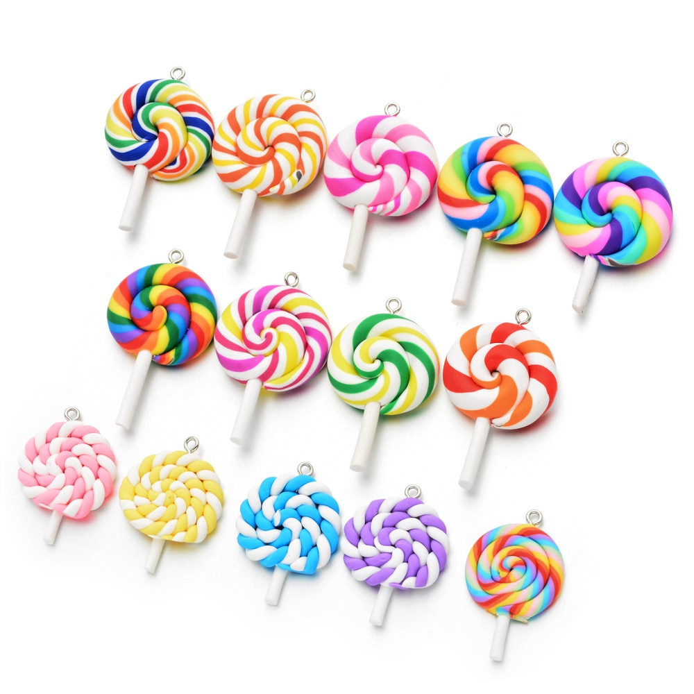 10pcs/lot Cute Lollipop Charms Pendants for handmade decoration bracelets necklace earring key chain Jewelry Making lucky charm