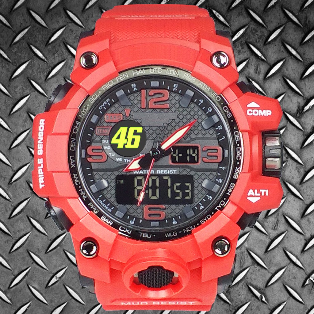 (Istimewa Bossque) Jam VALENTINO ROSSI 46 DT Full Merah (Exclusive)