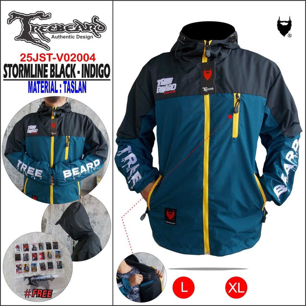 TERBARU ! Jaket Hoodie OUTDOOR Keren Pria Treebeard STROMLINE Anti Air - Jaket Anti Air - Jaket Gunung - Jaket Motor-ST BLACK INDIGO