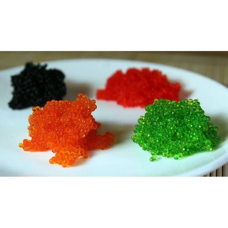 Tobiko roe telur ikan caviar flying fish tobiko orange hitam hijau wasabi halal sashimi sushi