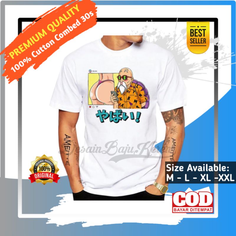 Baju Kaos Distro Anime / Baju Anime Vol. 036 Dragon Ball Master Roshi Kaos Jin kura-kura Dragon Ball