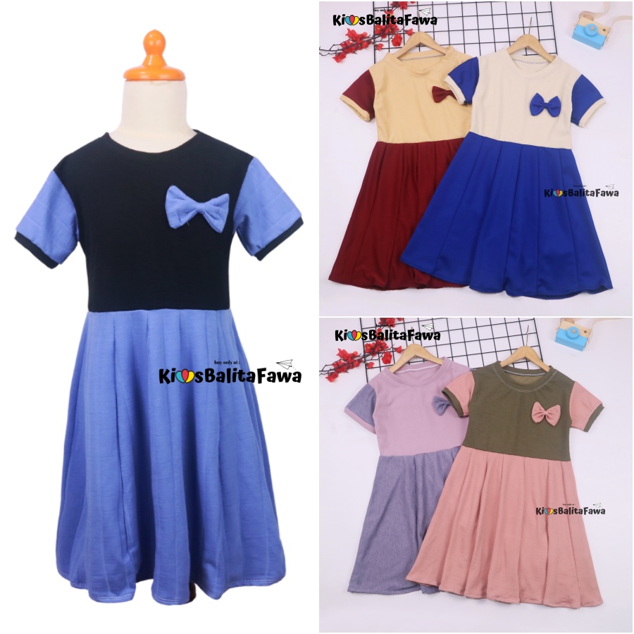 Dress Karin uk 5-6 Tahun / Balita Anak Perempuan Dres Lengan Pesta Kaos Baju Murah Gaun Pesta Import