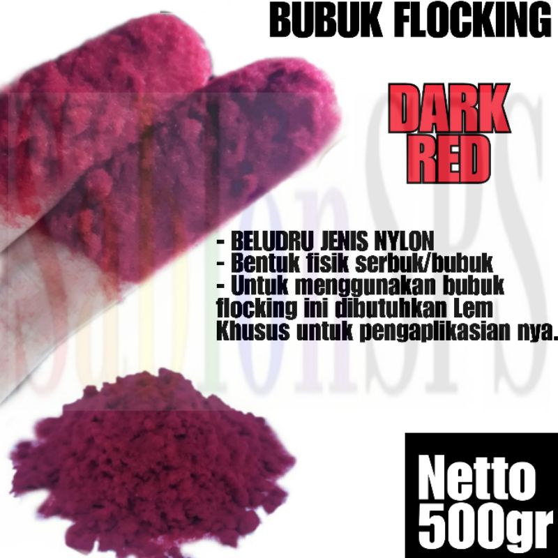 BUBUK FLOCKING NILON SABLON MERAH MAROON BLUDRU SERBUK NYLON 500gr