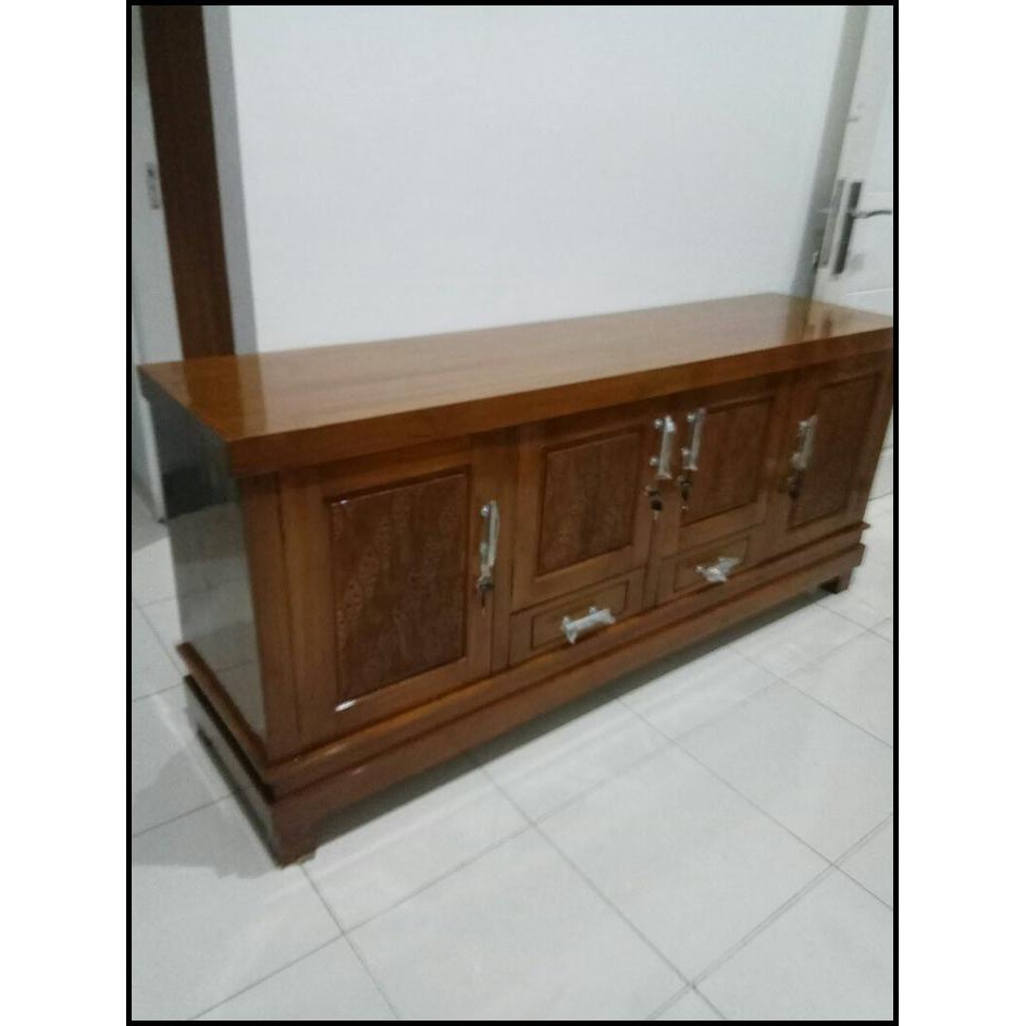 Hot Promo Lemari Tv Jati 4 Pintu Model Bufet Panjang Shopee