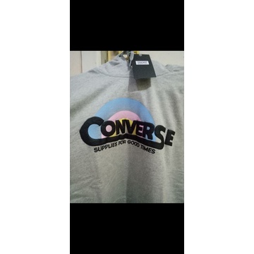 Jaket Hoodie Converse Script Grey Abu Original Resmi Store