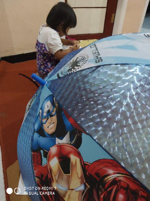 Payung Karakter Anak + Peluit 4 Sisi Kaca Umberella / Payung Anak