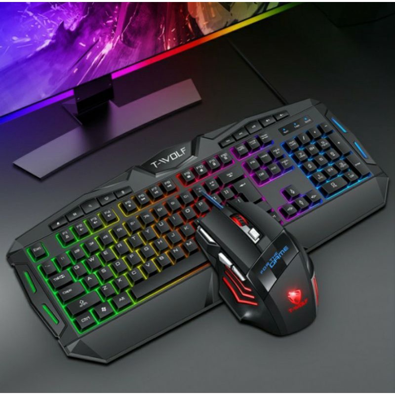 SKU-1284 KEYBOARD MOUSE GAMING TWOLF TF390 LED BACKLIGHT T WOLF TF 390