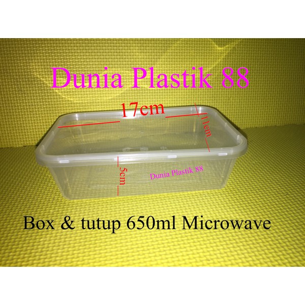 Dijual HARGA/PC 650ML kotak tempat box wadah plastik makan nasi food packing Limited