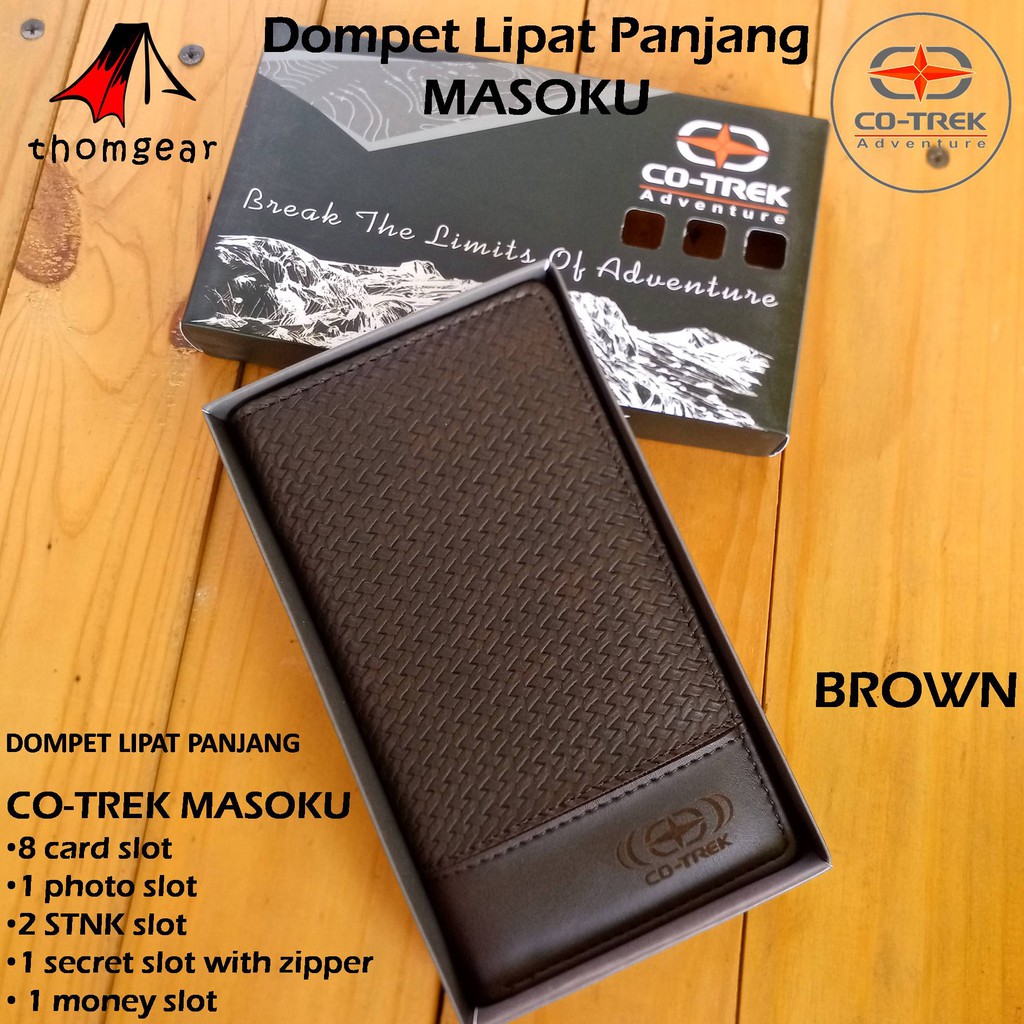 Thomgear Dompet Pria Lipat Panjang Co-Trek Adventure Masoku Dompet Outdoor Kulit