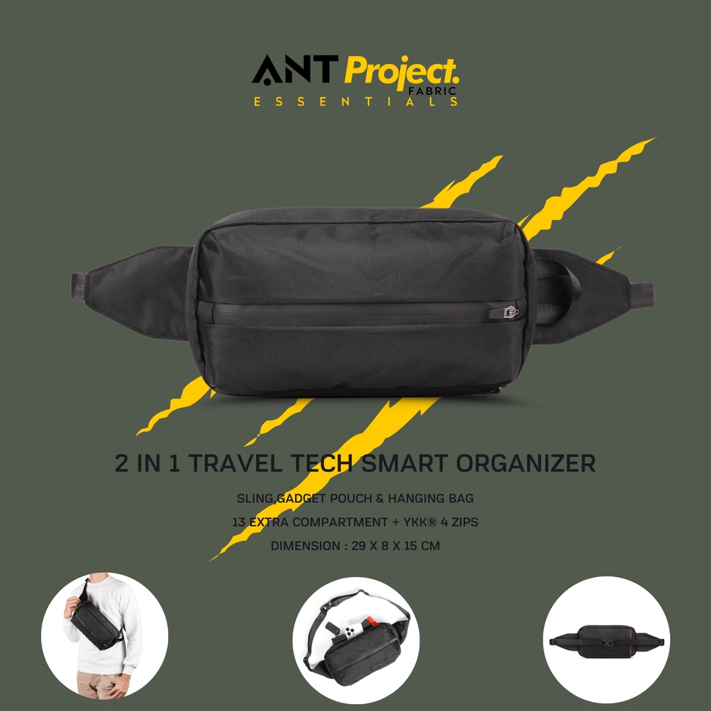 ANT PROJECT - Waistbag GATERON Waterfroop 3 in 1 Extra Slot Pocket