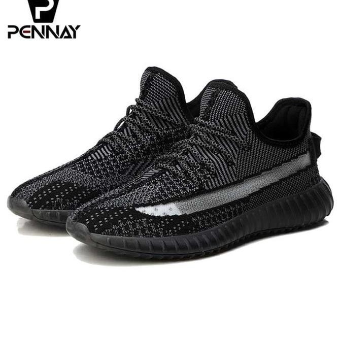 Pennay Sneakers - Sepatu Import Fashion Pria Yz 350 - Sepatu Kasual - Hitam, 43