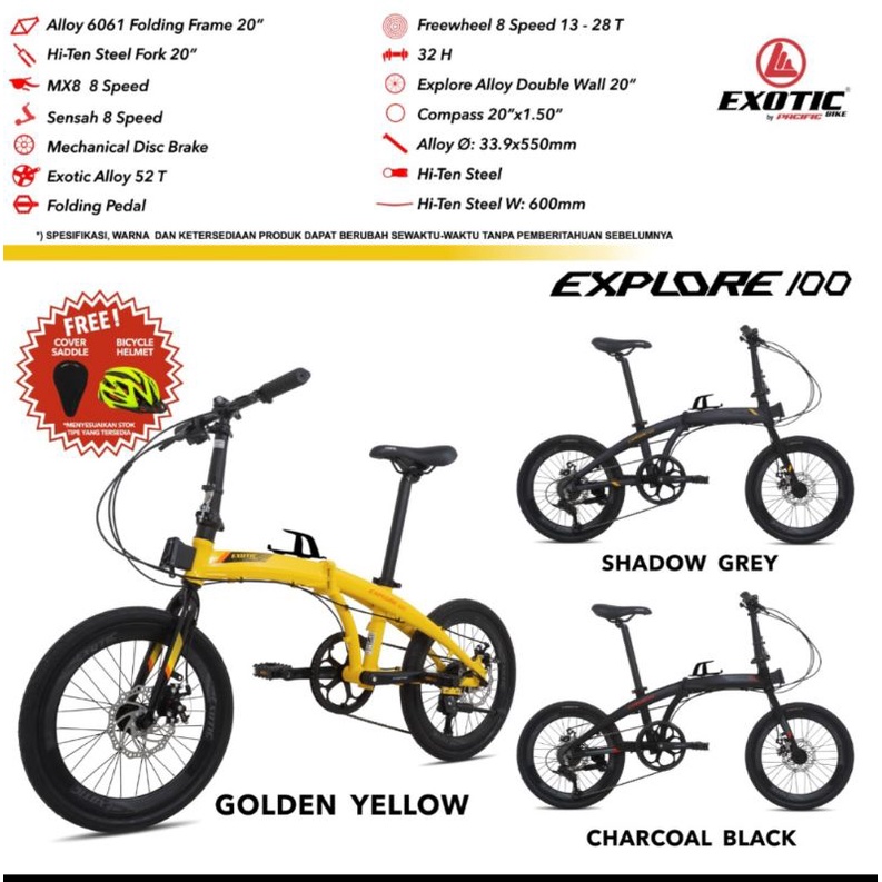 Sepeda lipat 20 inch Exotic ET 2026 Explore 100 8speed