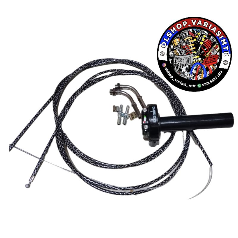 gas spontan  2 kabel serat carbon hitam free L gas full cnc chrome universal semua motor jenis motor