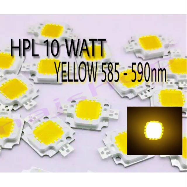 LED HPL 10 WATT 12VOLT YELLOW/KUNING 585 - 590nm SUPER BRIGHT