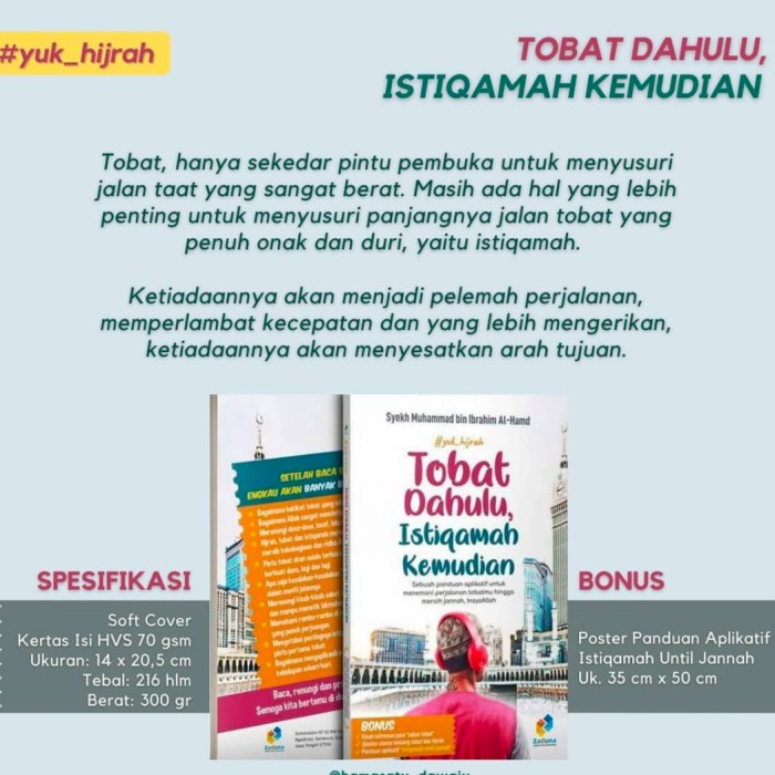 

Buku taubat dahulu istiqomah kemudian FULL NASEHAT DAN SOLUSI QURANI