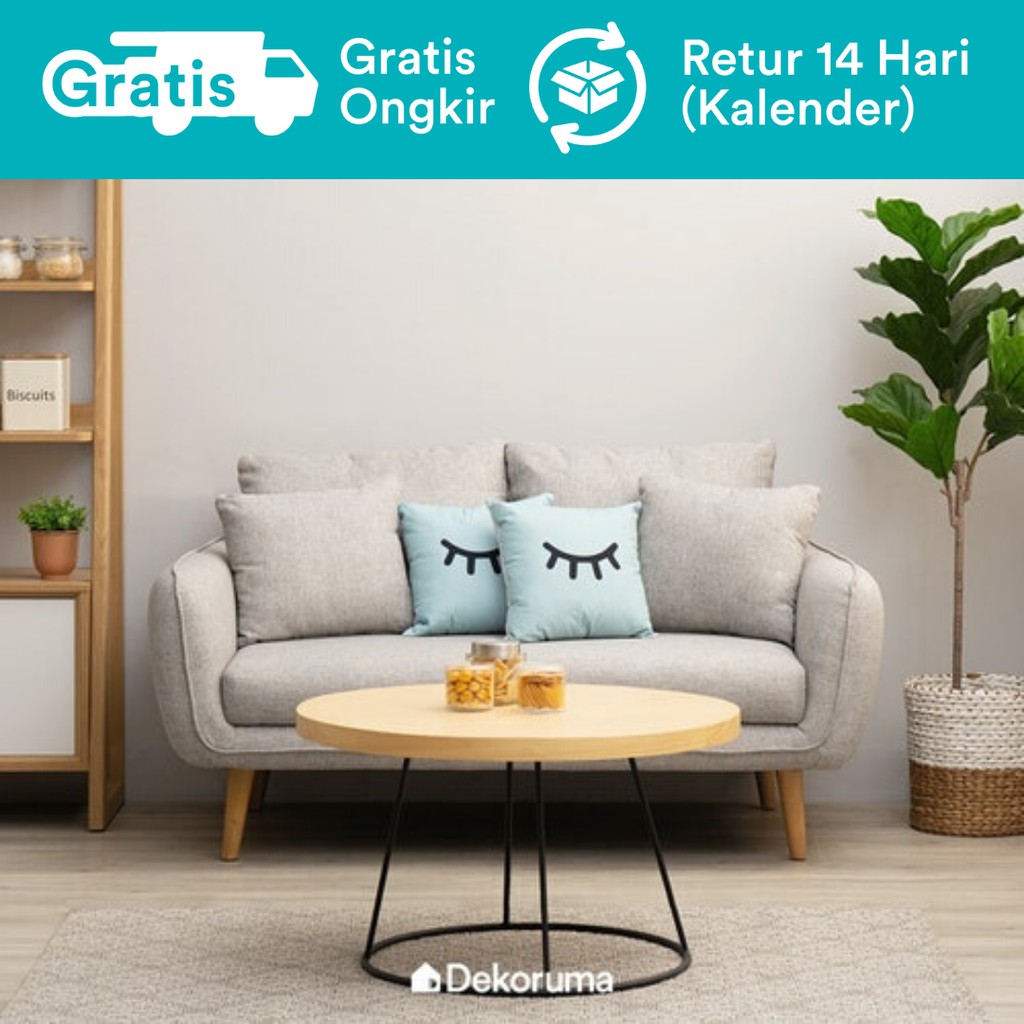 Dekoruma HIKI Sofa MInimalis 2 Seater - Sofa Ruang Tamu Scandinavian 2 Dudukan Kain - Abu-abu Muda