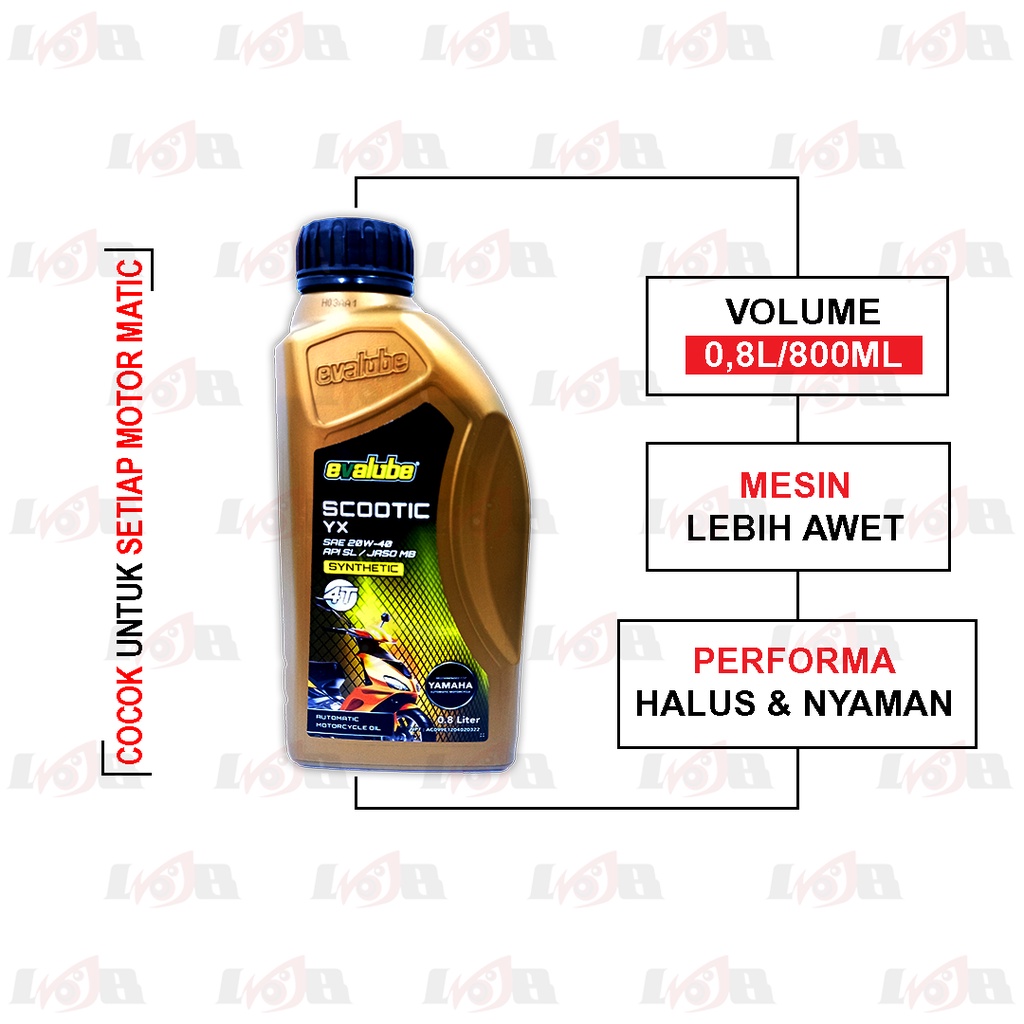 Evalube Scootic Gold YX Oli Mesin Motor Universal Oil Scooter Vespa Honda Yamaha Suzuki 4 Tax 800ml