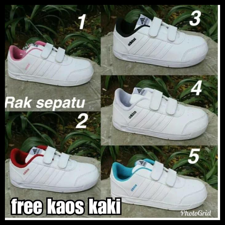 Sepatu Sekolah Anak Laki Perempuan Adidas Putih - 31, Merah
