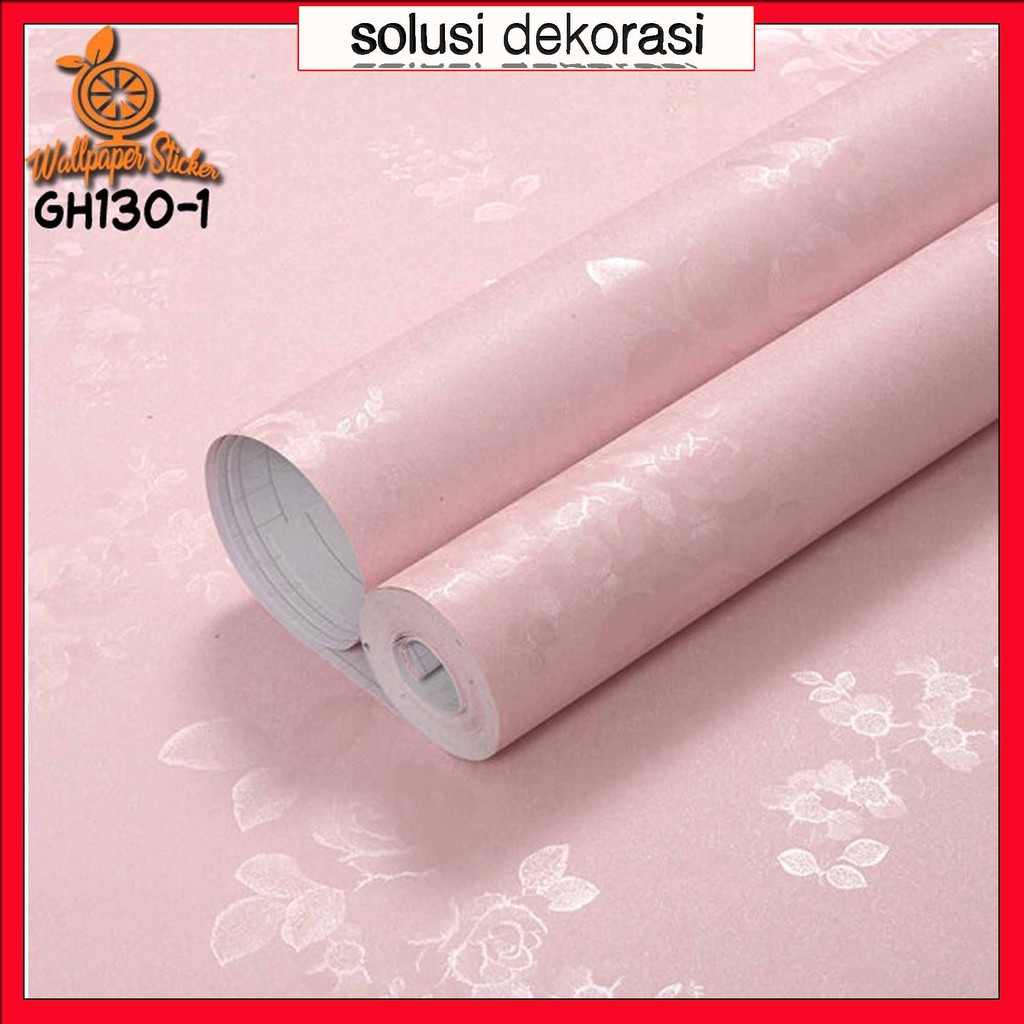 Wallpaper Dinding Ruang Tamu Motif Pink Rose Flowe | Wallpaper Stiker Dinding Kamar Tidur Murah | 5M