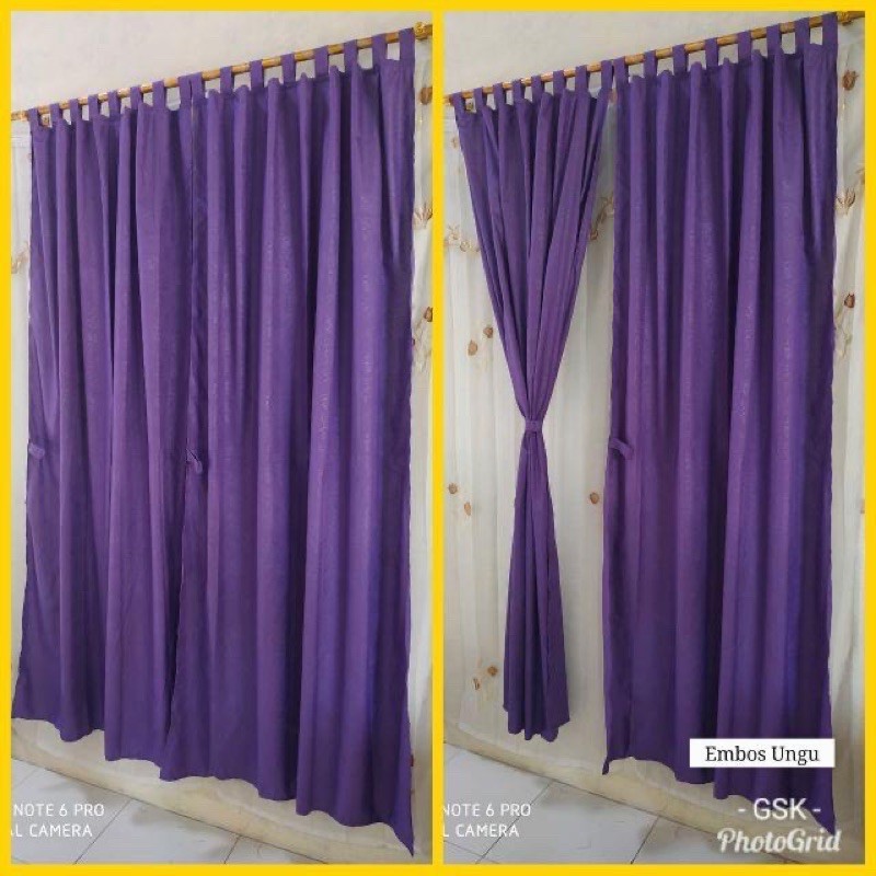 [ PINTU DAN JENDELA ] GORDEN TALI + PONI MOTIF EMBOS / EMBOSS / POLOS UNGU