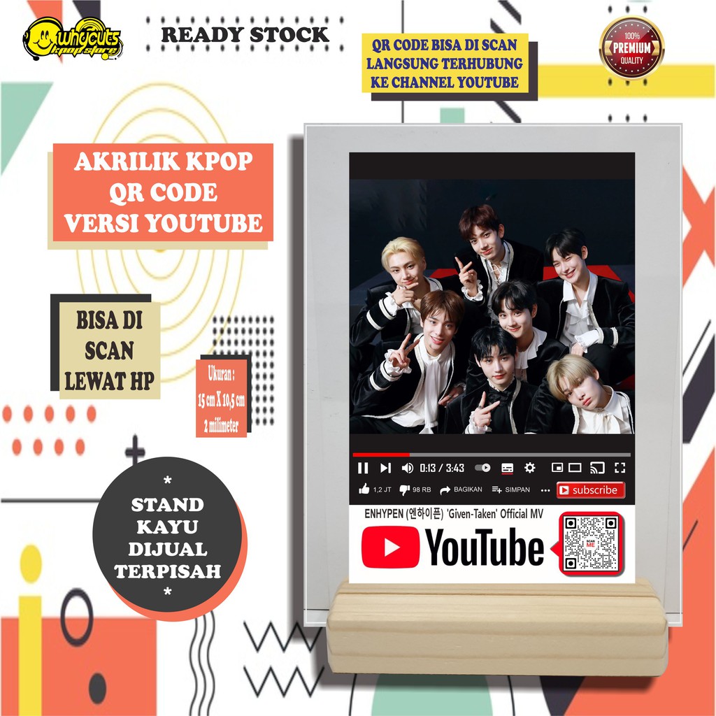 AKRILIK KPOP QR CODE YOUTUBE SCAN (READY STOK) BARU...