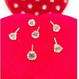 (COD)Giwang desy perak asli 925 tusuk remaja &amp; dewasa warna rose gold mata zircon putih kilau/Silver 925 lapisan emas kuning murni!!!