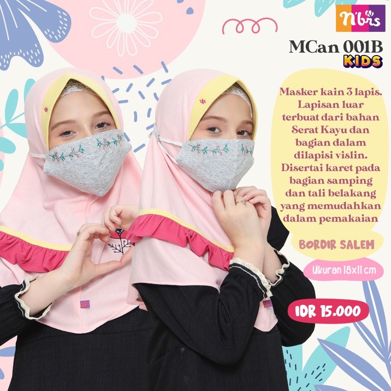 Masker Kain Anak Nibras 3 Lapis - Masker Hijab Anak Anti Pengap Lembut Murah