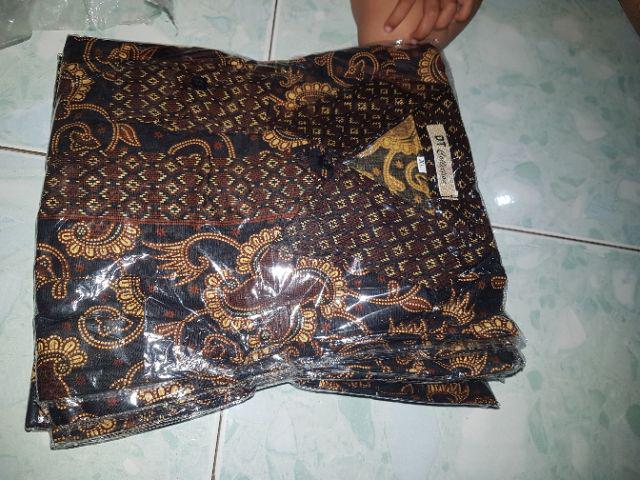 Cod - Dt Collection - Kemeja Batik Pria / Cowok Motif Sogan Putri Malu Cokelat Lengan Panjang