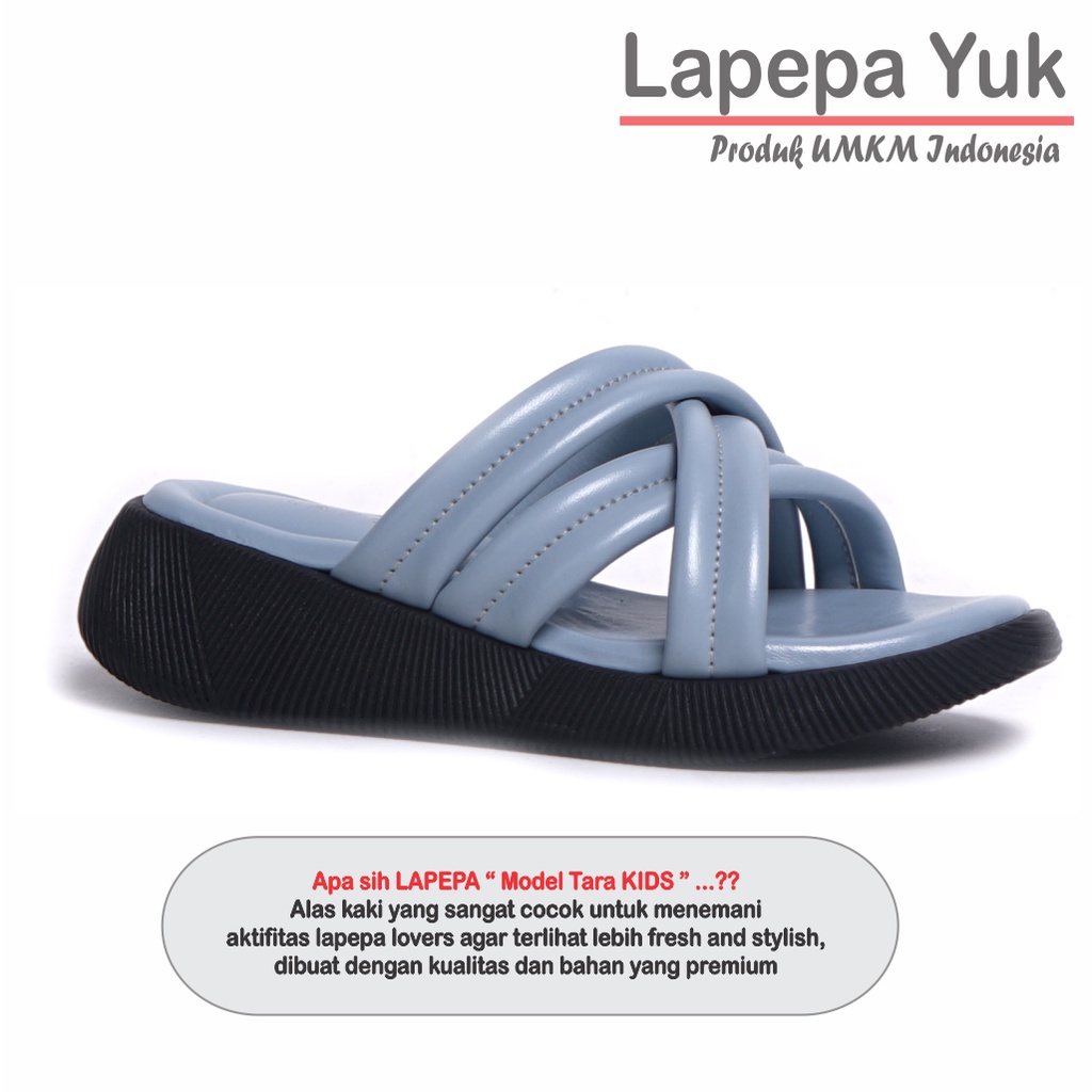 LAPEPA YUK - Sandal Platform Anak Perempuan Usia 2 sampai 10 Tahun TARA KIDS  Sendal Anak cewek Wedges Wanita Empuk Model Silang Warna LIGHT BLUE Biru Soft Lucu Cantik cewe Slop Usia Umur 3 4 5 6 7 8 9 thn Tahun Premium Ori Original Mall Official Store