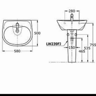 Jual Wastafel Toto Lw241Cj /Lw239Fj Komplit Set Kran Dingin Indonesia ...